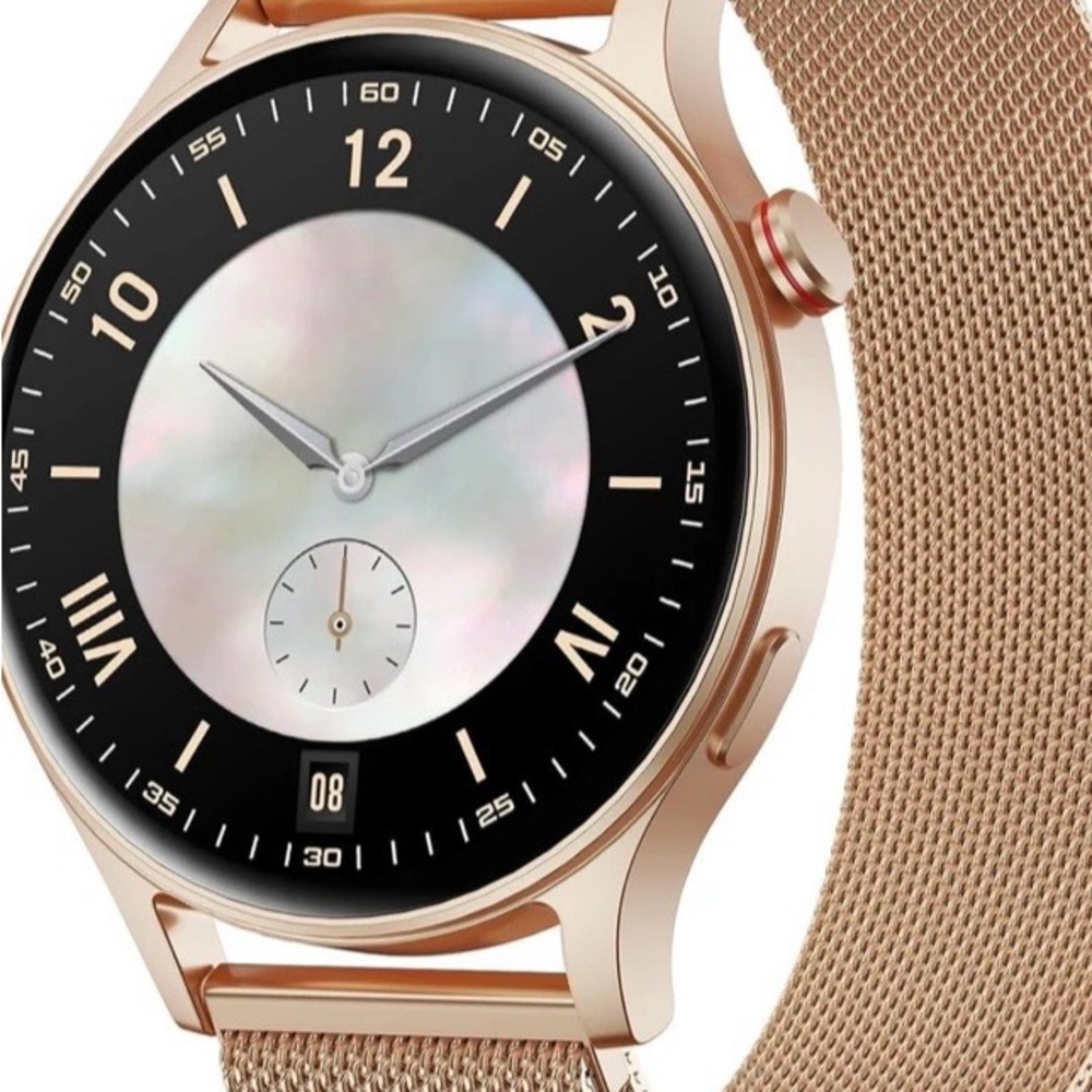 Rose Gold Smartwatch with Mesh Band